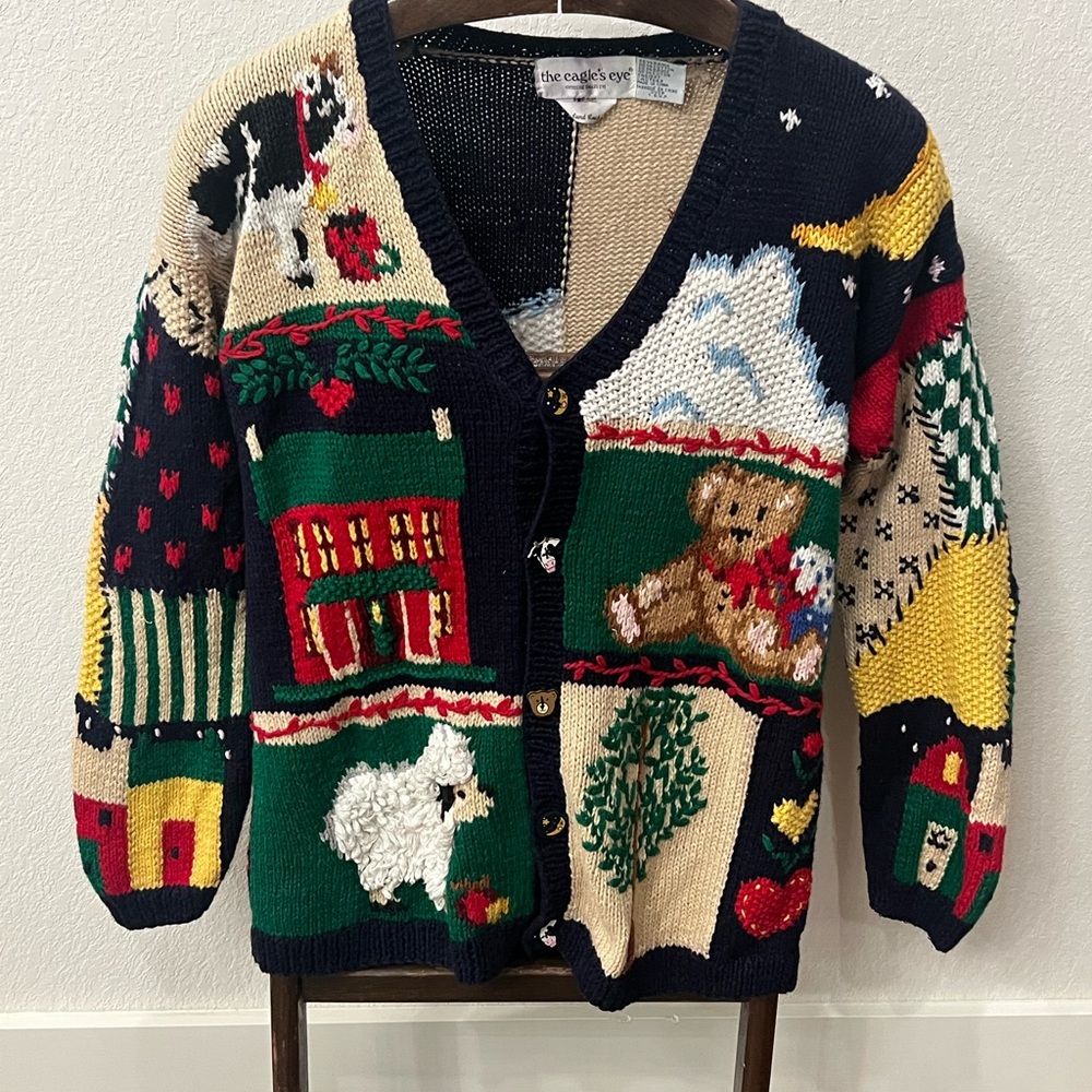 The Eagles Eye 90s Hand Knit Cardigan Sweater medium/large